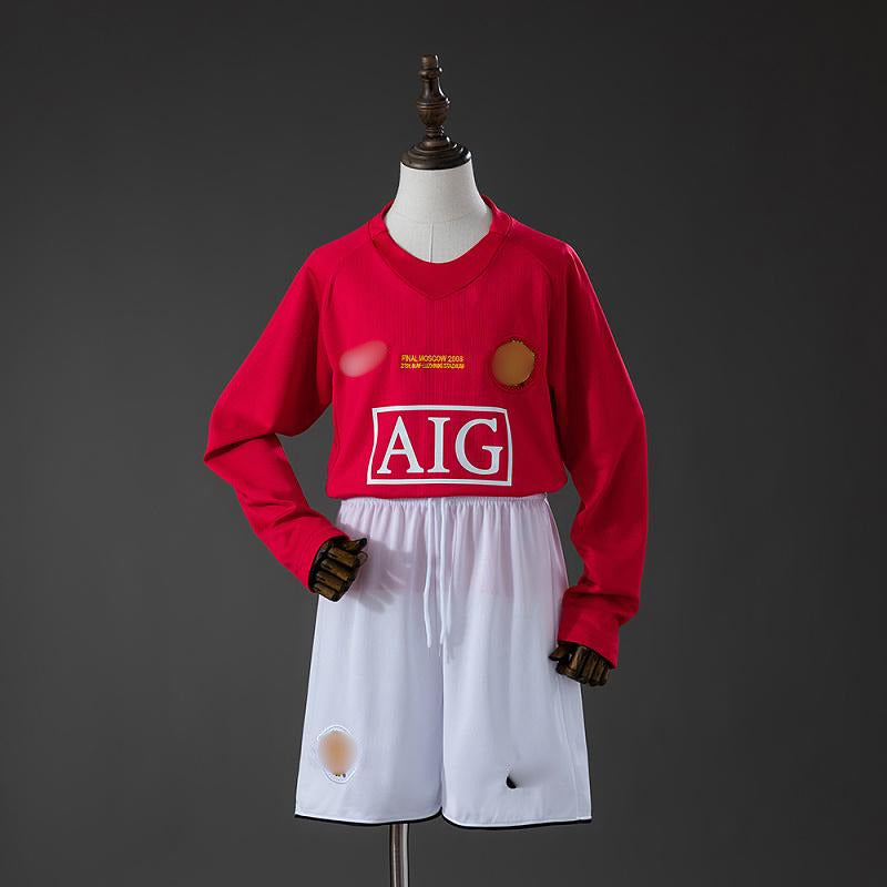 Camiseta Manga Larga Retro Niño Manchester United Local 07-08